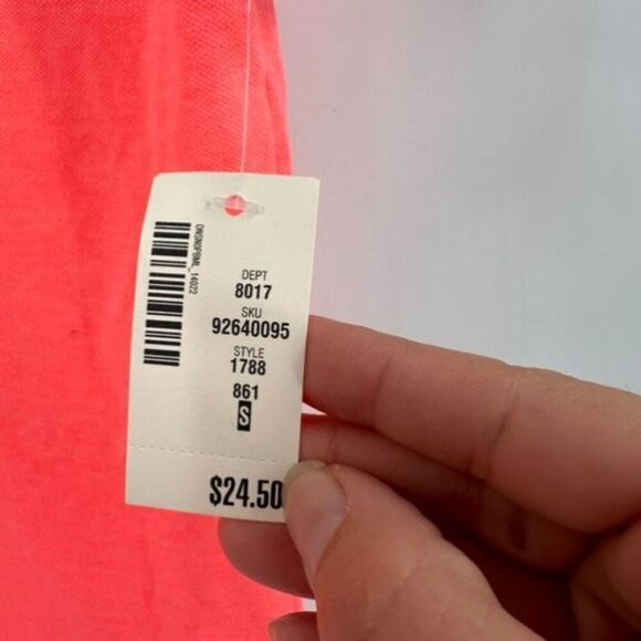 NWT Aeropostale Neon Coral Pink button Collared shirt Small 90s Style Tank Layer - Picture 4 of 9